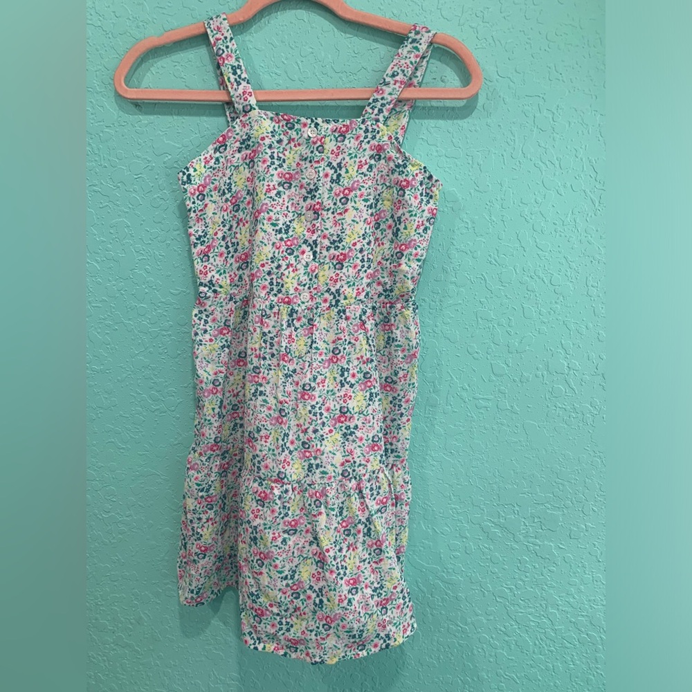 GAP Girls Floral Sundress White Pink Green L 10/12 cottagecore summer wedding